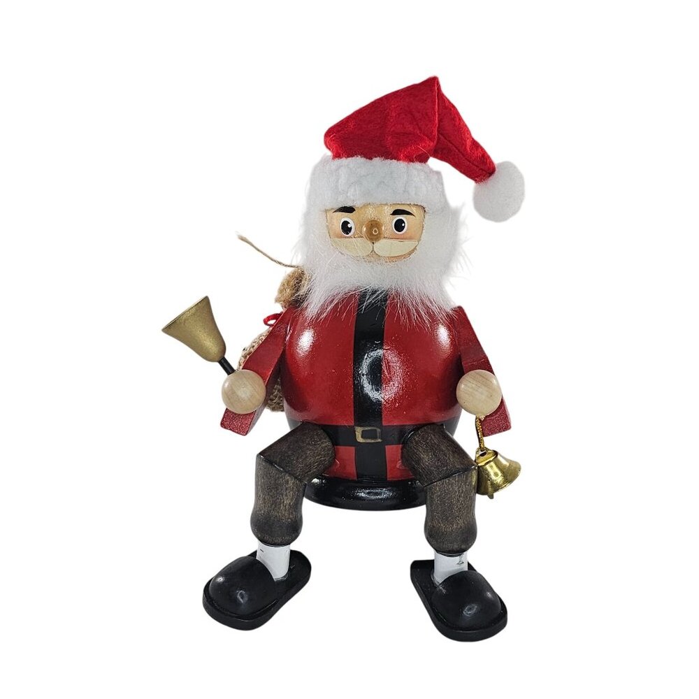 Midwest Seasons Wooden Santa Claus Shelf Sitter Figurine Holding Bells